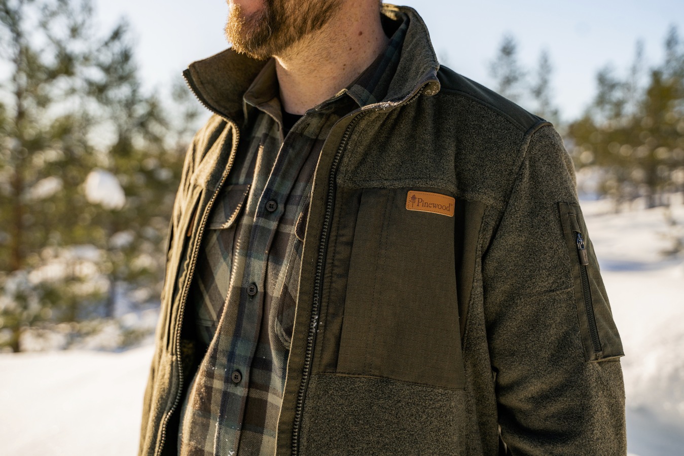 Куртка Pinewood Lappland Rough Fleece JKT Olive Mel/D.Olivev . Фото 3