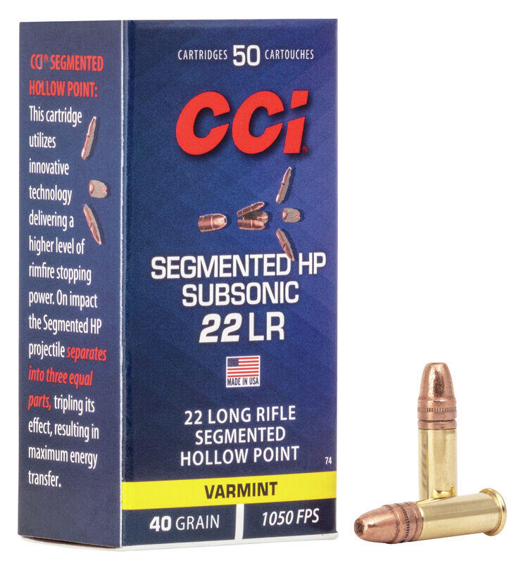 Патрон нарізний CCI 22LR Subsonic Segmented, пуля CPSHP 40GR (2,59 г)