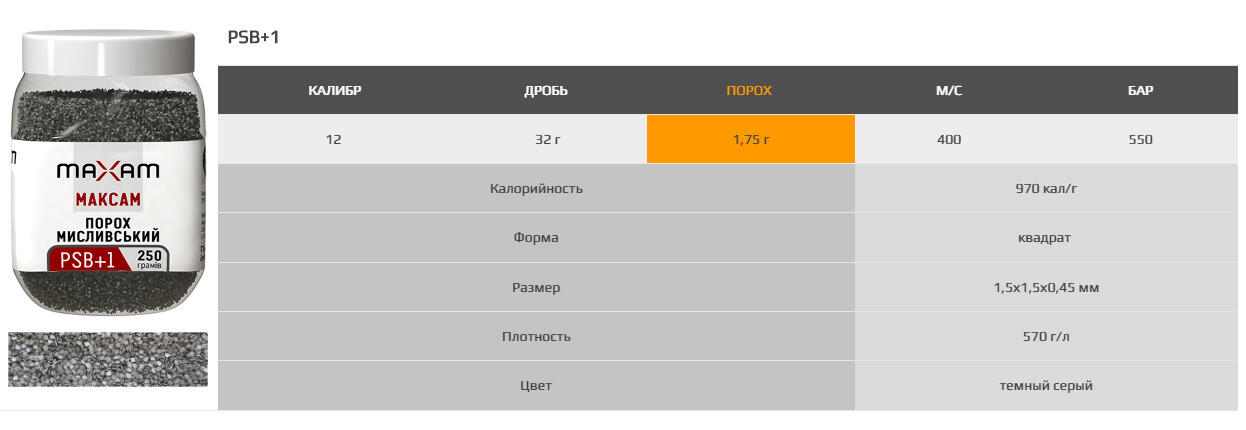 Порох мисливський бездимний PSB+1, 250г. Фото 2