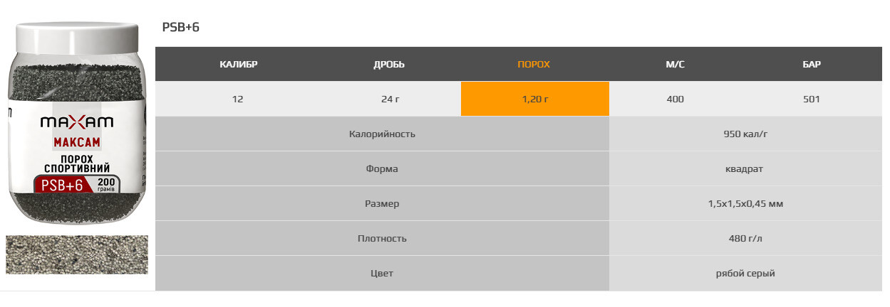 Порох мисливський бездимний PSB+6, 200г. Фото 2
