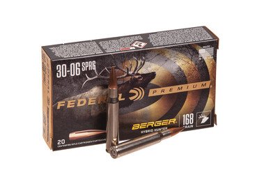 Патрон нарізний Federal PREMIUM, 30-06, куля 168GR (10,89 г), Berger Hybrid Hunter
