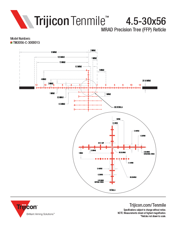 Приціл оптичний TRIJICON Tenmile 4.5-30x56 (34 мм) Red/Green MRAD illum. Precision Tree FFP. Фото 4