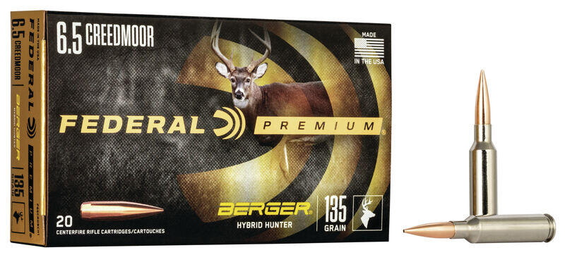 Патрон нарізний Federal PREMIUM, 6.5 Creedmoor, Berger Hybrid 135GR (10,89 г)
