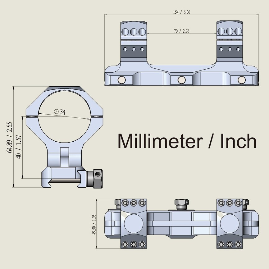 Моноблок Vector Optics 34 мм високий 20MOA. Фото 4