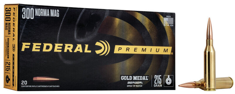 Патрон нарезной Federal Gold Medal, 300 Norma Mag, 215GR (13,93 г), Berger Hybrid