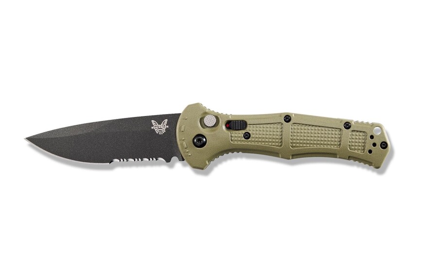 Ніж Benchmade "Claymore" Auto, напівсеррейтор, олива. Фото 3