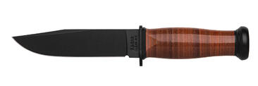 Ніж Ka-Bar Mark I, чорний, набірна шкір. рукоять, шкіряний чохол