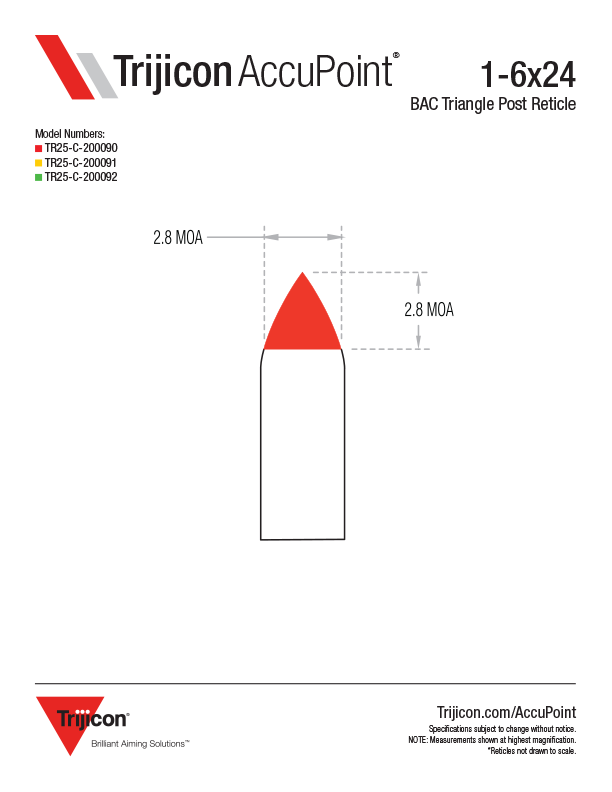Приціл оптичний TRIJICON AccuPoint 1-6x24 (30 мм) illum. BAC Amber Triangle Tritium/Fiber Optics SFP. Фото 4