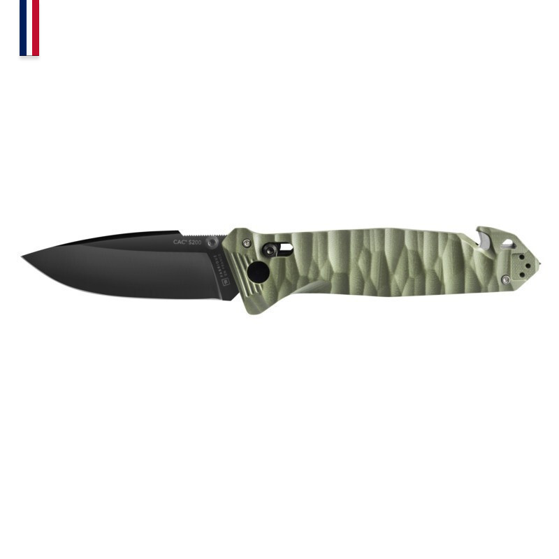 Ніж Tb Outdoor "CAC S200", Nitrox, олива, рельєфн. G10 рукоятка, стропоріз, склобій