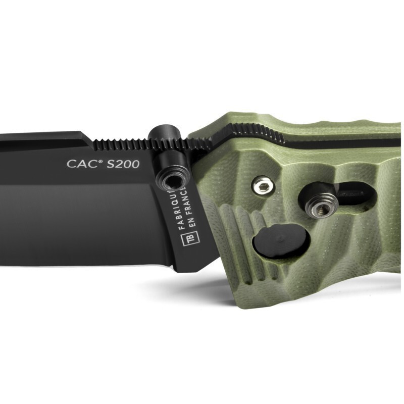 Ніж Tb Outdoor "CAC S200", Nitrox, олива, рельєфн. G10 рукоятка, стропоріз, склобій. Фото 2