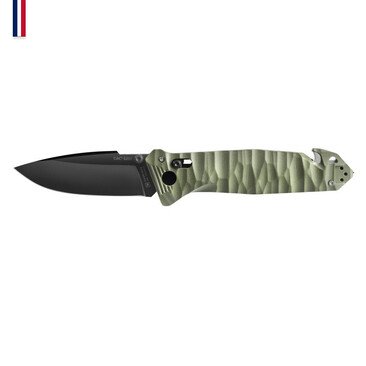 Ніж Tb Outdoor "CAC S200", Nitrox, олива, рельєфн. G10 рукоятка, стропоріз, склобій