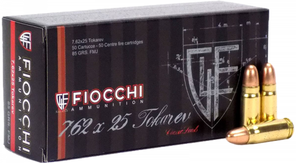 Патрон нарізний Fiocchi 7,62 х 25 Tokarev FMJ 5,51 г (85 Gr)