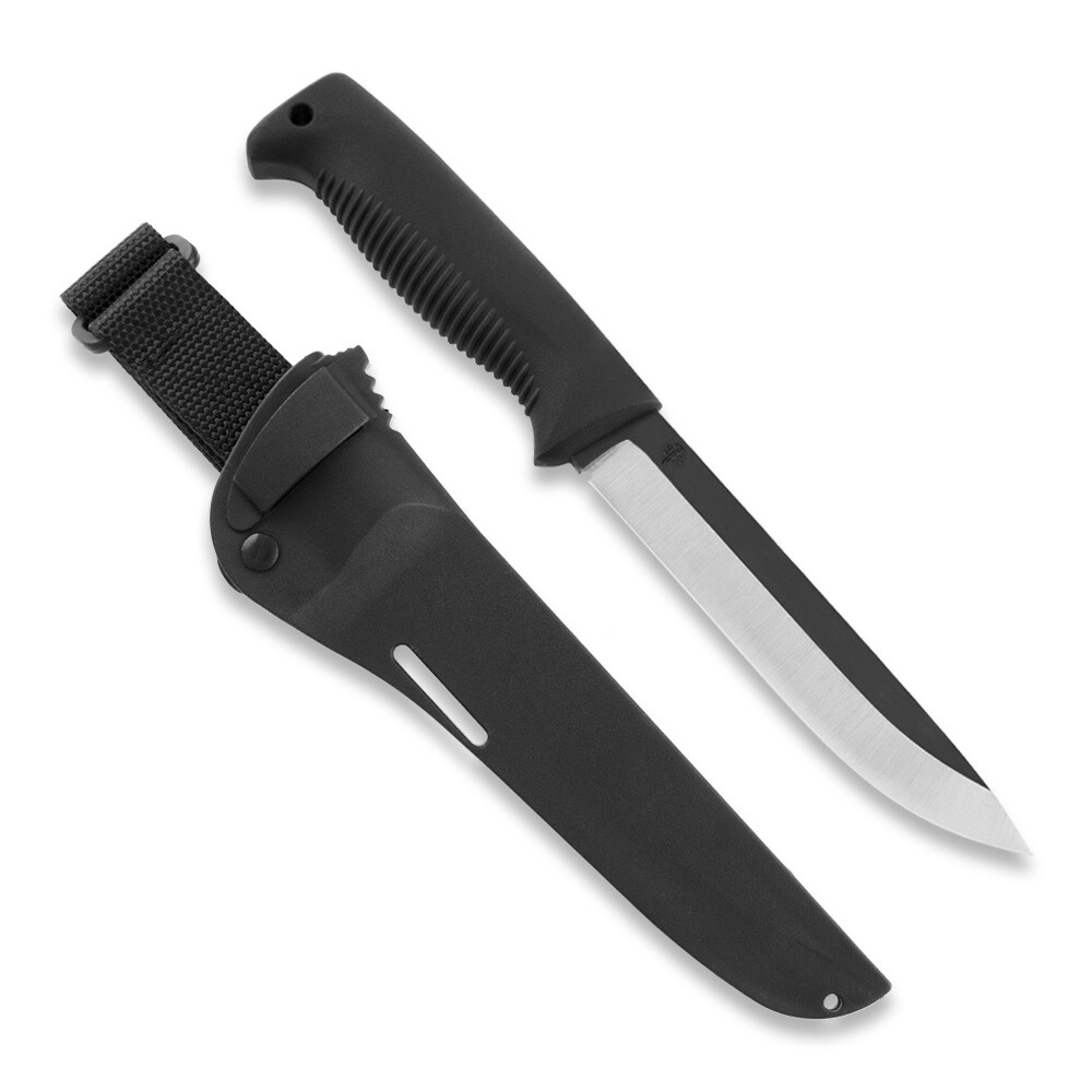 Ніж Peltonen M95, без покриття, чорний, чорний композитний чохол