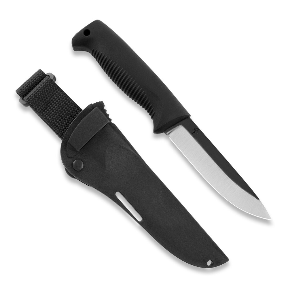 Ніж Peltonen M07, без покриття, чорний, чорний композитний чохол