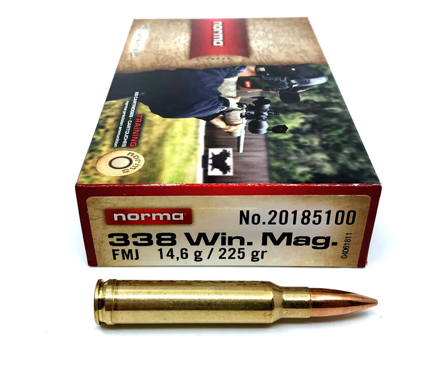 Патрон Norma к.338 Win Mag FMJ Jaktmatch 14,6 г (225 Gr)