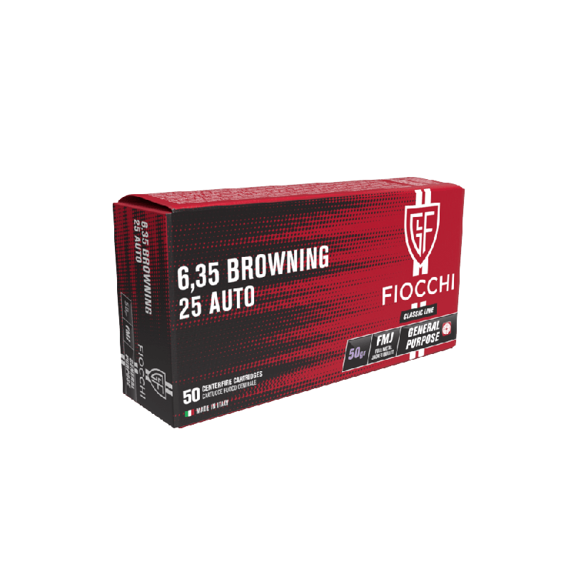 Патрони нарізні Fiocchi 6.35 Browning/25 AUTO FMJ 50Gr (3.24 г). Фото 2