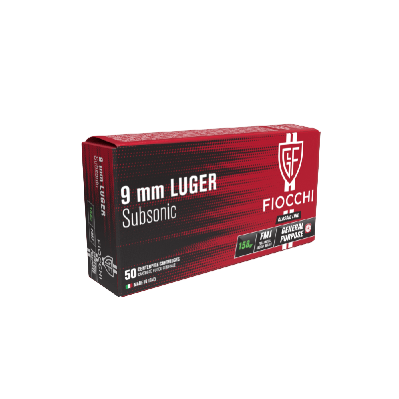 Патрони нарізні Fiocchi 9х19 Luger Subsonic FMJ 158 Gr (10.24 г) 50 шт.. Фото 2