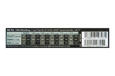 140A Патроны Sako TRG PRECISION 308WIN HPBT 11.3гр (175GR) (20шт.)