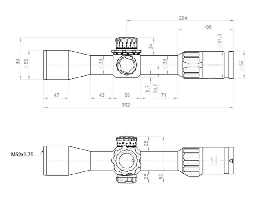 Приціл оптичний KAHLES K328i DLR CCW 3.5-28x50 (36 мм) illum. Skmr4+ w-right FFP. Фото 3