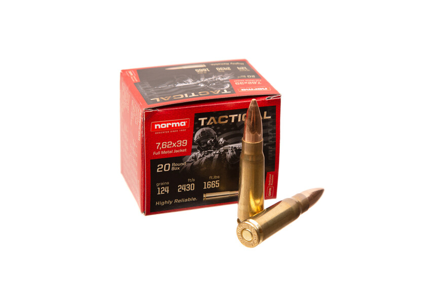 Патрон нарізний Norma Range & Training – 7.62×39 Tactical FMJ 124 GR