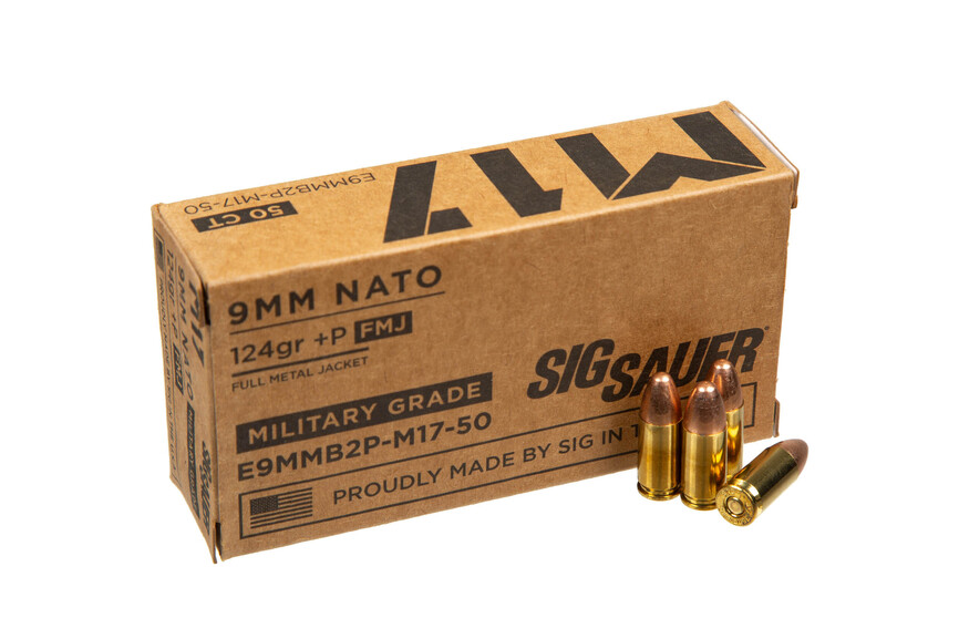 Патрон нарізний Sig Sauer 9х19 Luger +P Elite Ball M17 FMJ 124Gr (8,07 г)