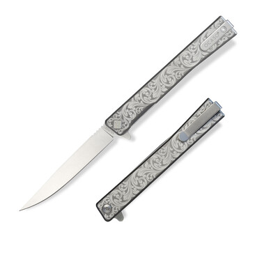 Ніж Ocaso "Solstice", Engraved titanium, Scroll Pattern, Satin