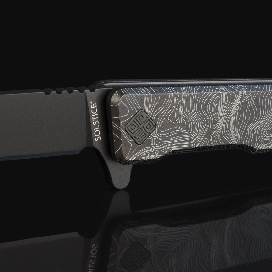 ж Ocaso "Solstice", Engraved titanium Topo Pattern, Black. Фото 3