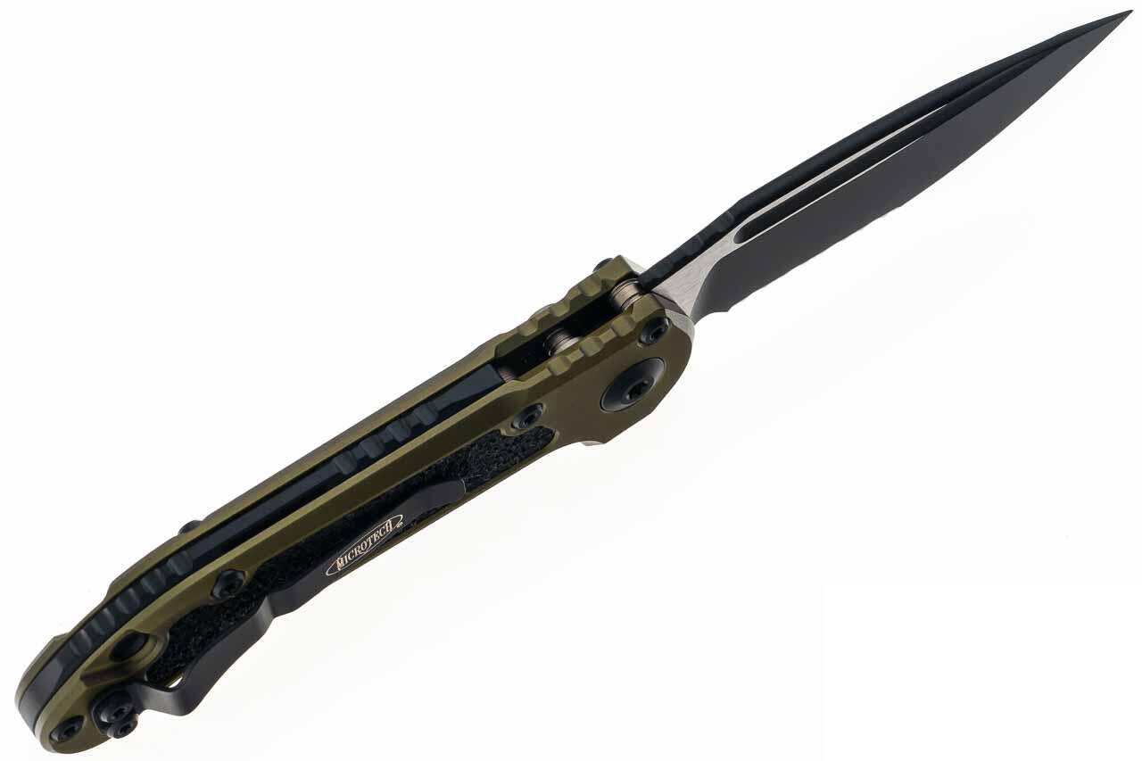 Ніж Microtech L.U.D.T S/E Gen III.,  чорний клинок, напівсеррейтор, руків'я  OD green. Фото 3