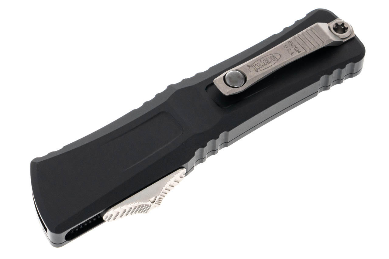 Ніж Microtech Combat Troodon Gen III OTF, stonewash. напівсерретор, чорний. Фото 4