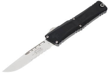 Ніж Microtech Combat Troodon Gen III OTF, stonewash. напівсерретор, чорний