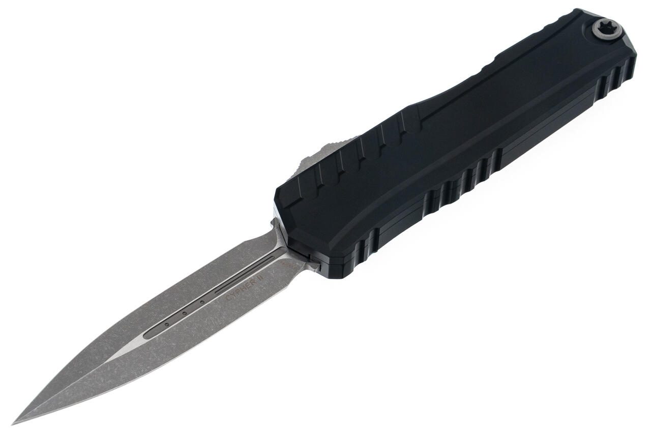 Ніж Microtech Cypher II D/E OTF, Apoc, чорне руків'я