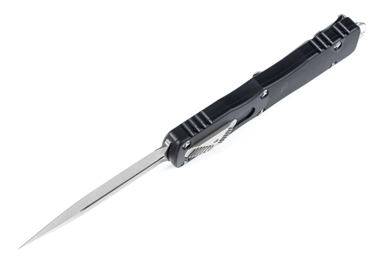 Ніж Microtech Dirac Delta D/E OTF, stonewash клинок, чорне руків'я. Фото 3