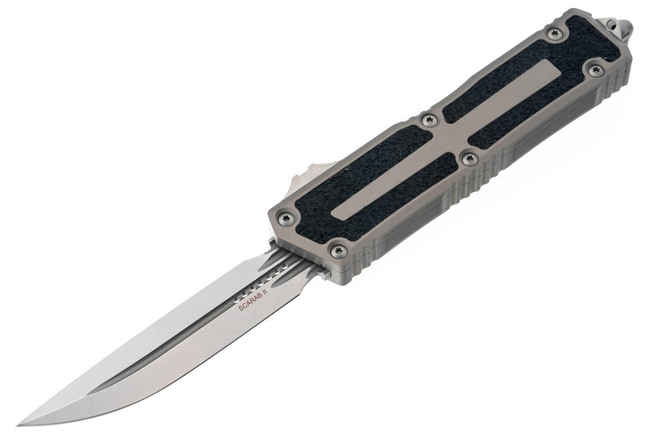 Ніж Microtech Scarab II Gen III D/E-S, stonewash, чорно-сірий