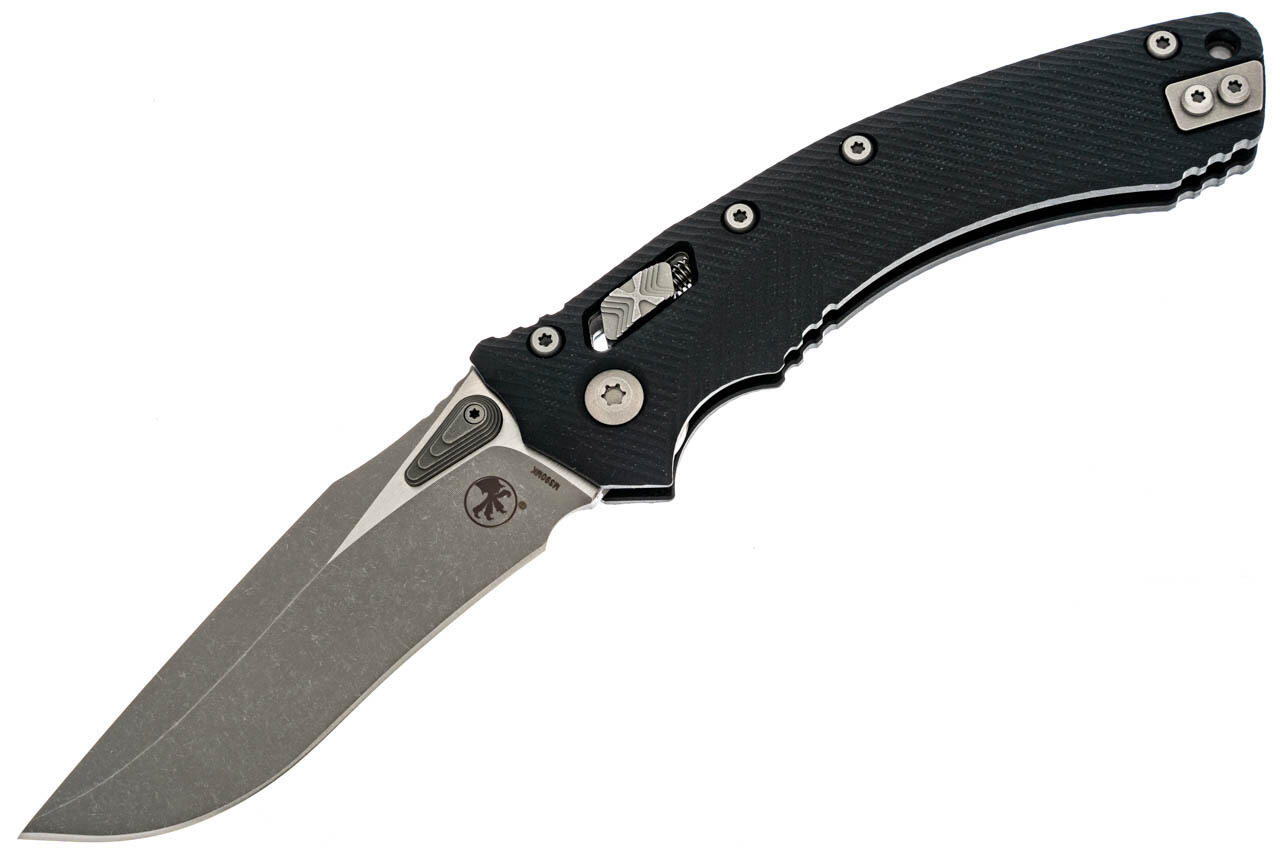 Ніж Microtech Amphibian Ram-Lok, клинок Apoc Fluted, чорне руків'я G10