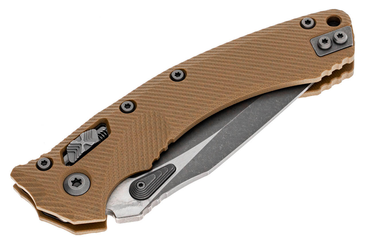 Ніж Microtech Amphibian Ram-Lok, клинок Apoc Fluted,  руків'я tan G10. Фото 3