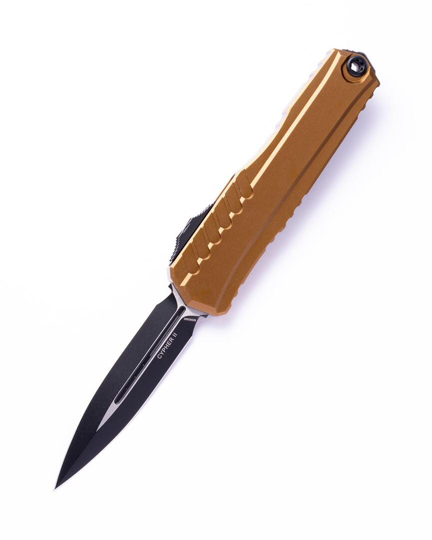 Ніж Microtech Cypher II D/E OTF, чорний клинок, руків'я tan