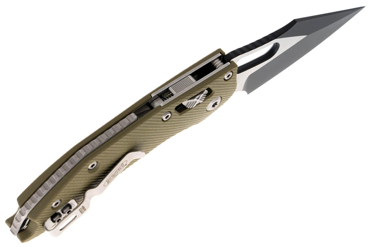 Ніж Microtech Stitch S/E Ram-Lock, fluted, чорний клинок, руків'я G10 G10 OD green. Фото 3