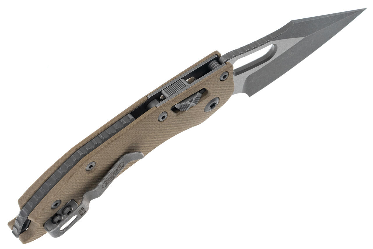 Ніж Microtech Stitch Ram-Lock, fluted, Apoc, руків'я G10 tan. Фото 3