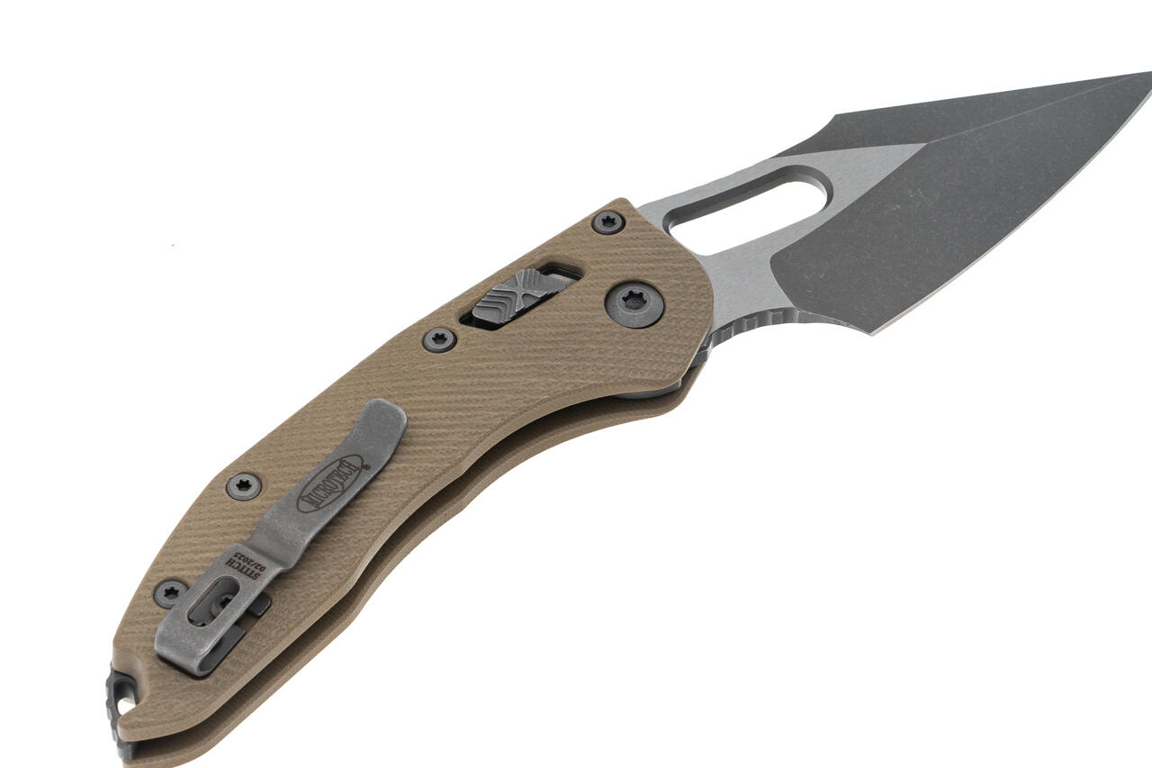 Ніж Microtech Stitch Ram-Lock, fluted, Apoc, руків'я G10 tan. Фото 2