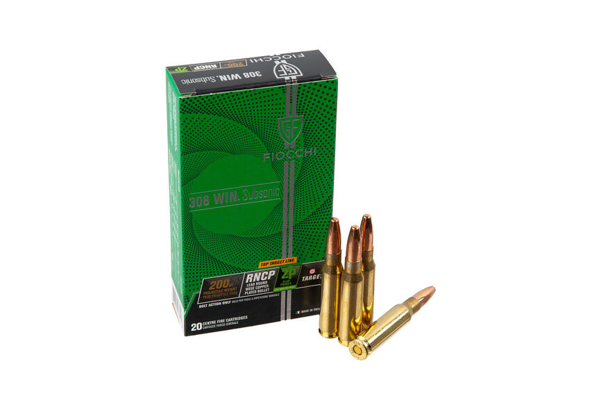 Патрон нарізний Fiocchi 308 Win. Subsonic, RNCP, 200Gr (12,96 г), 20 шт.