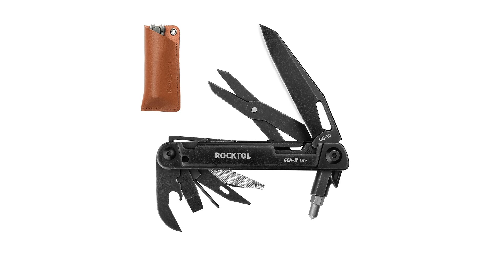 Ніж-мультитул Rocktol GEN-R Lite  15-в-1 в шкіряному чохлі