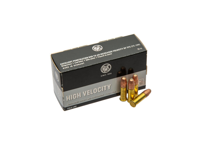 2132486 Патрони нарізні RWS High Velocity, кал. 22 LR, 40GR (2,6 г), 385 м/с, 50 шт/уп.