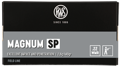 2133075 Патрони нарізні RWS TM, кал. 22 WMR, 40GR (2,6 г), 595 м/с, 50 шт/уп.. Фото 2