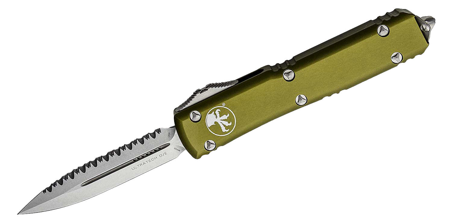 Ніж Microtech Ultratech Gen IV OTF D/E серрейтор Stonewash OD Green
