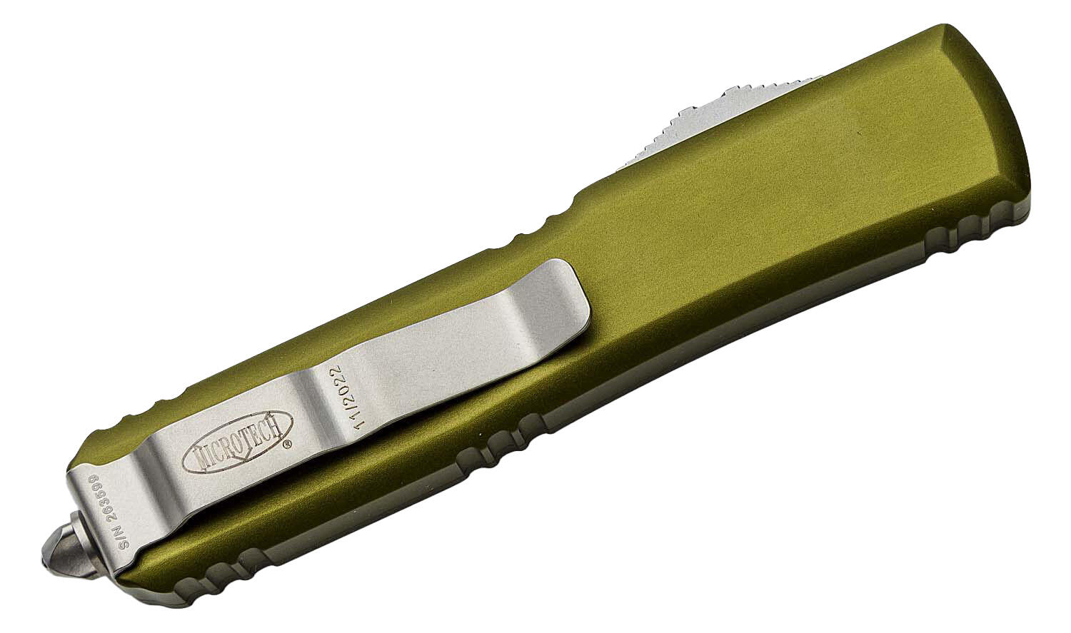 Ніж Microtech Ultratech Gen IV OTF D/E серрейтор Stonewash OD Green. Фото 4