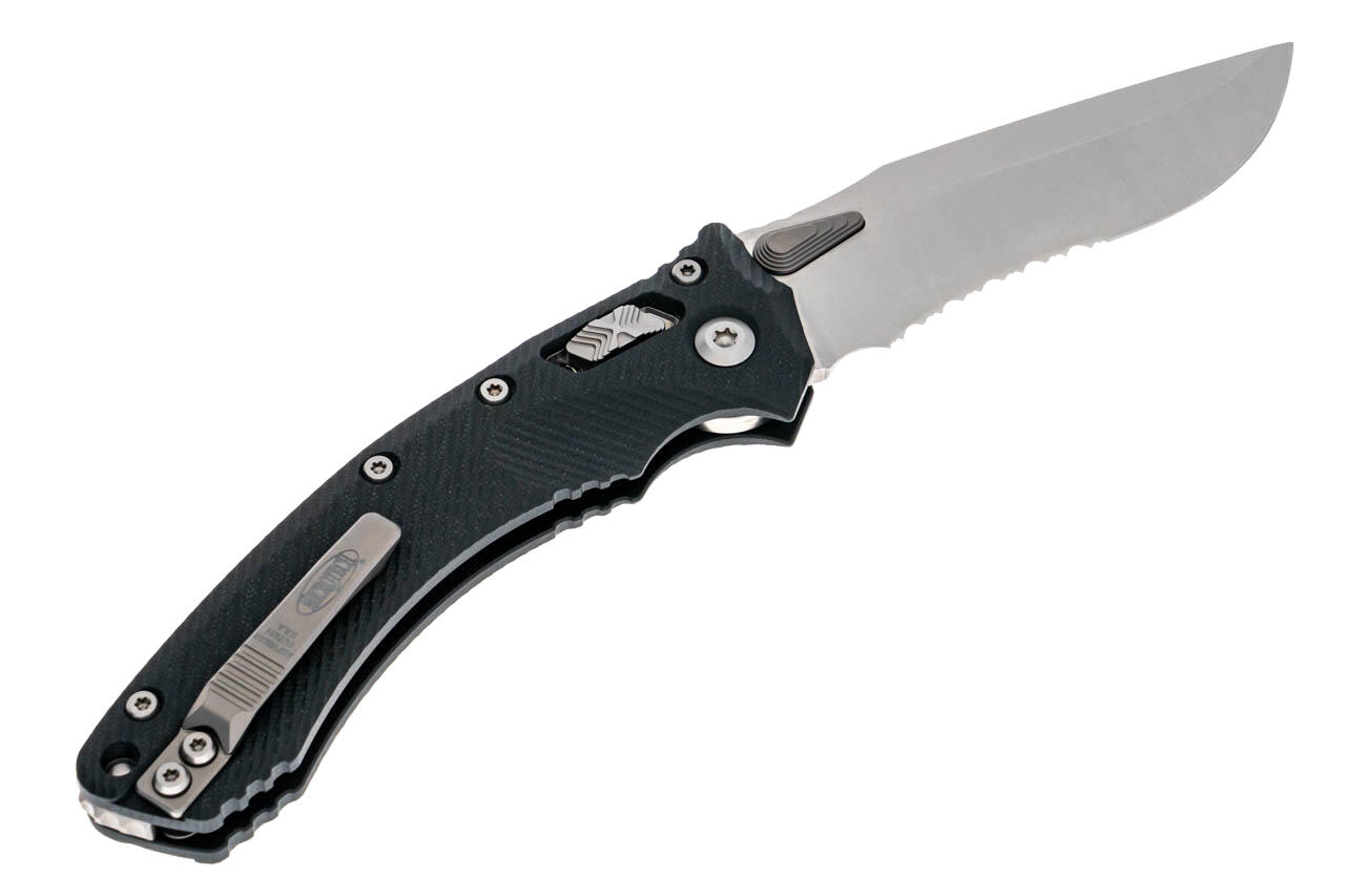 Ніж Microtech Amphibian Ram-Lok, клинок напівсер. Stwsh Fluted, руків'я чорне G10. Фото 2