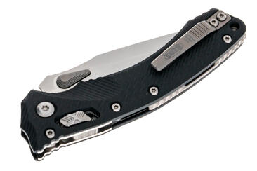 Ніж Microtech Amphibian Ram-Lok, клинок напівсер. Stwsh Fluted, руків'я чорне G10